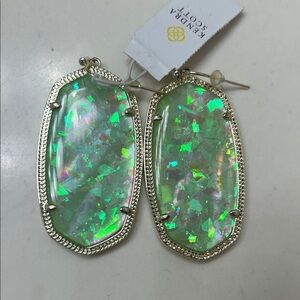 Kendra Scott Green Iridescent Drop Earrings